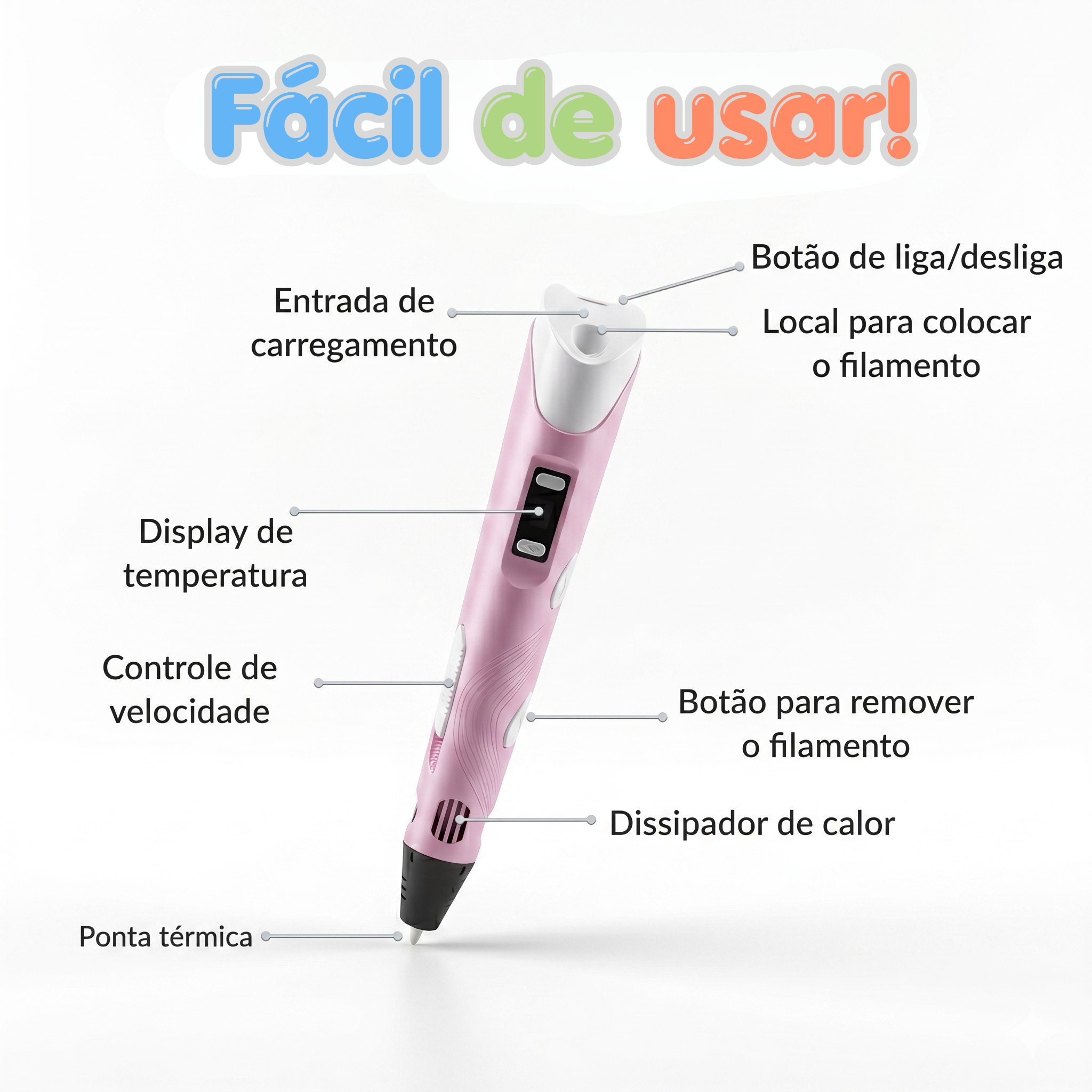 Criança usando a caneta de impressão 3D