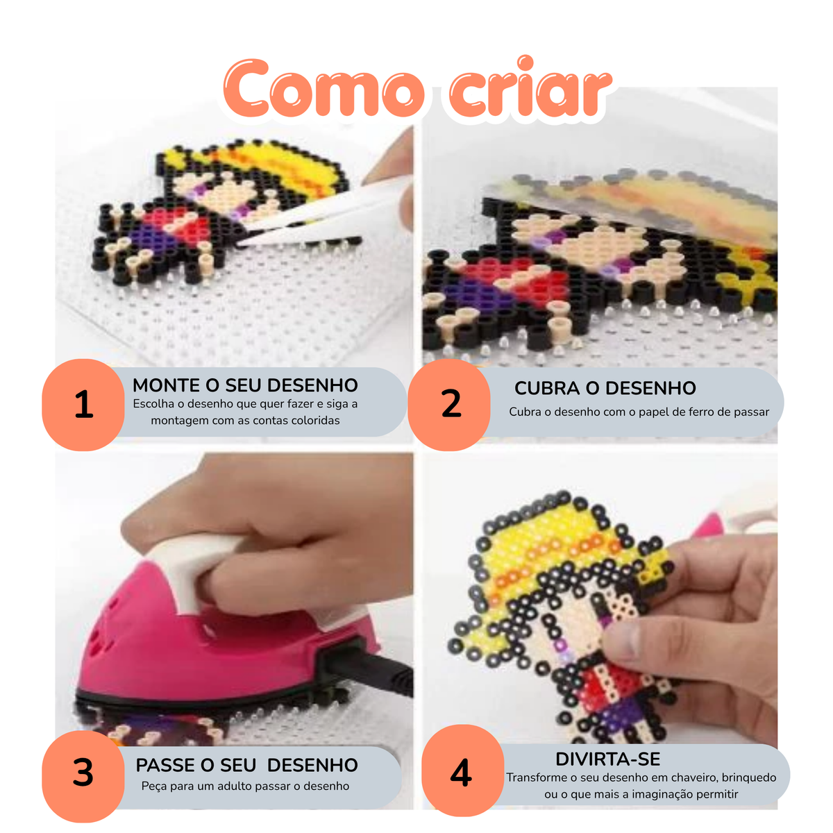 Fuse Beads - Kit de Miçangas para criar Pixel Art