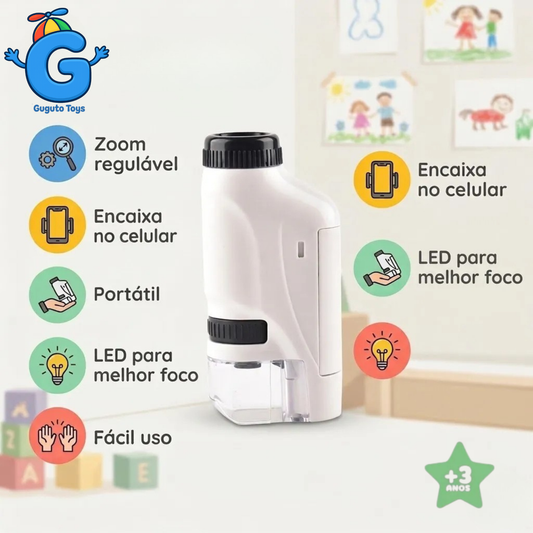 Microscópio Explorador Kids: O Mundo Invisível na Palma da Mão