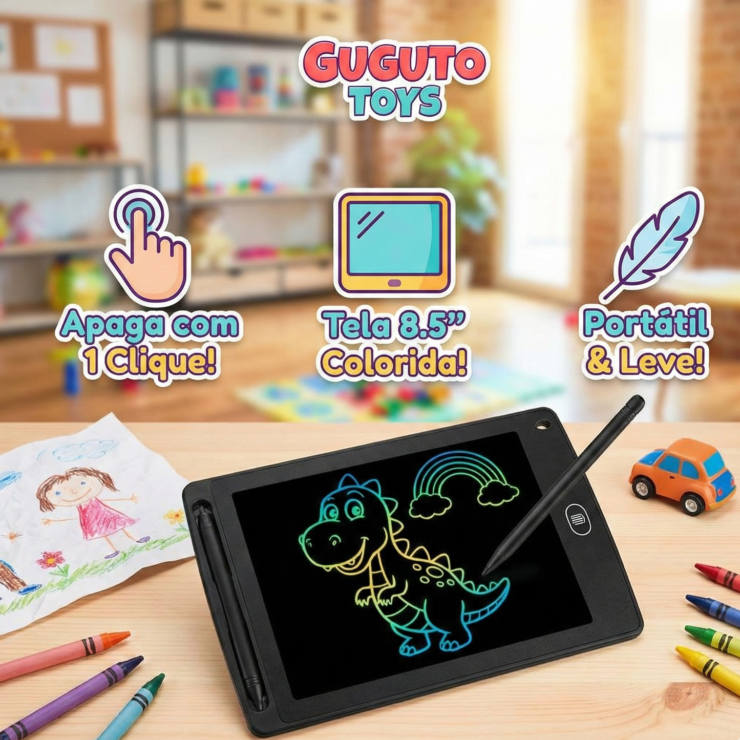 Lousa Mágica LCD - Tablet LCD 8.5 Polegas - Escreva, Pinte e Desenhe!